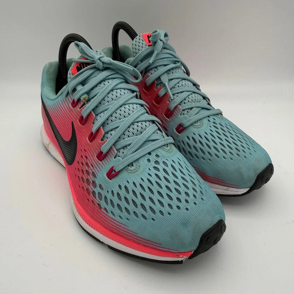 Women's Nike Air Zoom Pegasus 34 Mica Blue Racer Pink Running Sneakers Size 8‎